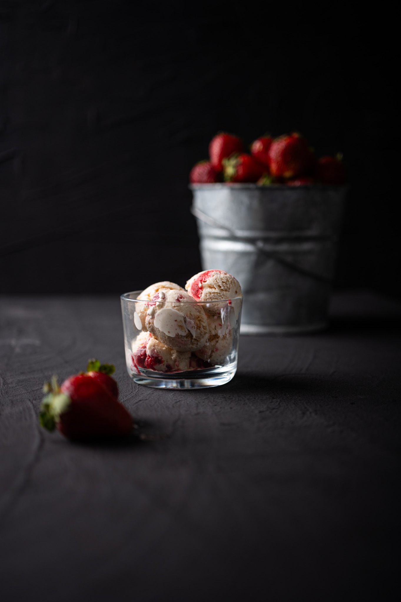 Strawberry ice cream scoops